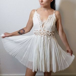 Free People One summer ivory fairy lace mini dress